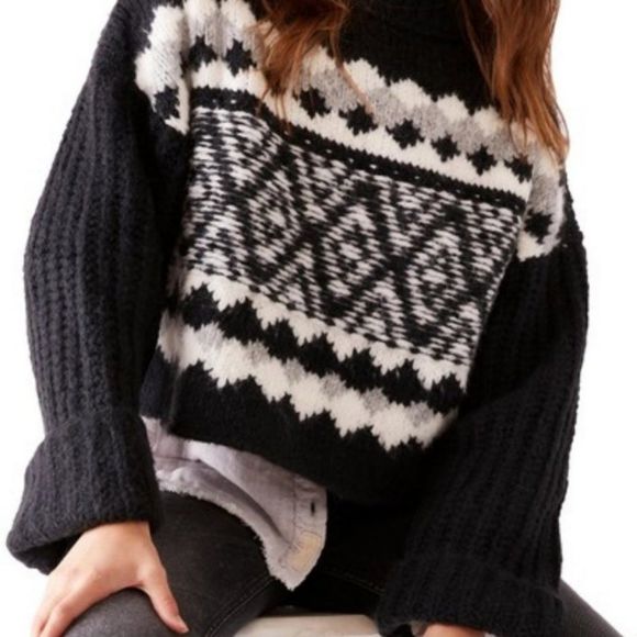 Free People Sweaters - Free People Onyx Combo Wool & Alpaca Blend Knit Sweater Size XS